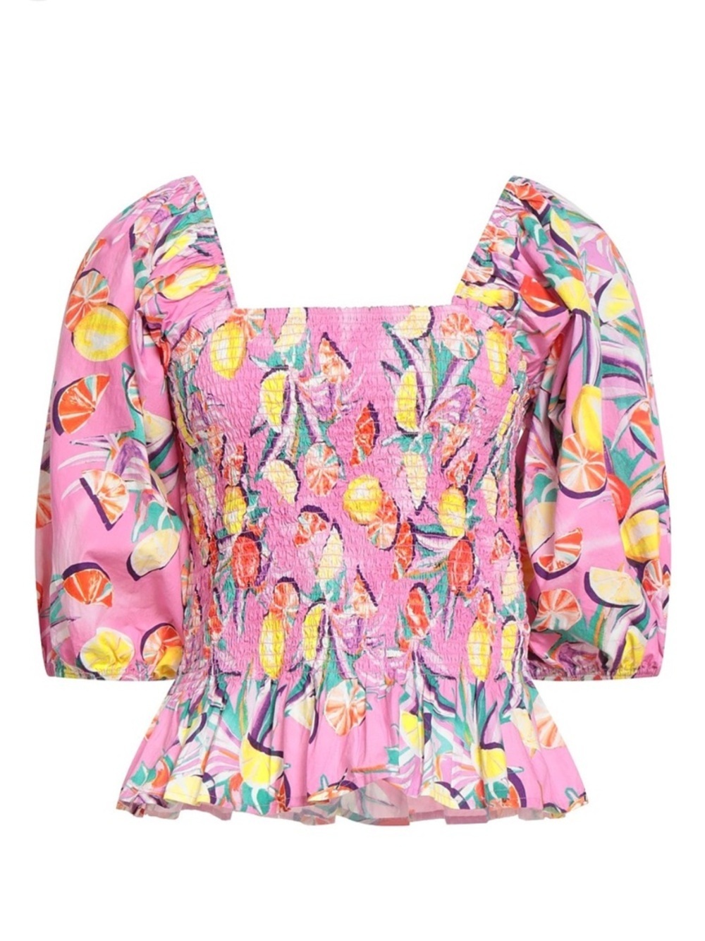 Scotch & Soda Pink Fruity Ruched Flutter Sleeve Top